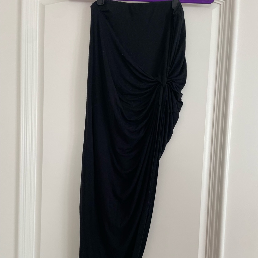 Black Asymmetrical Wrap Skirt - M